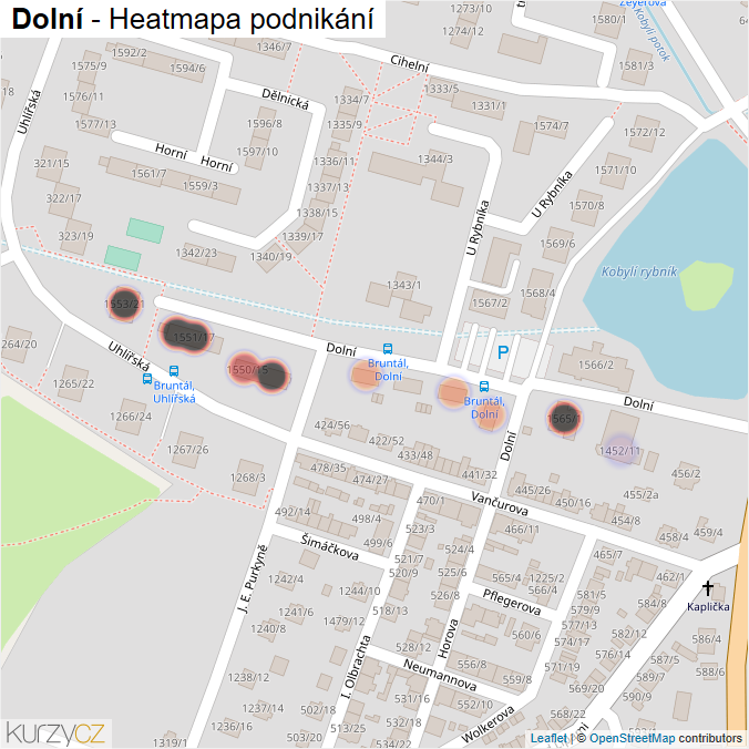 Mapa Dolní - Firmy v ulici.