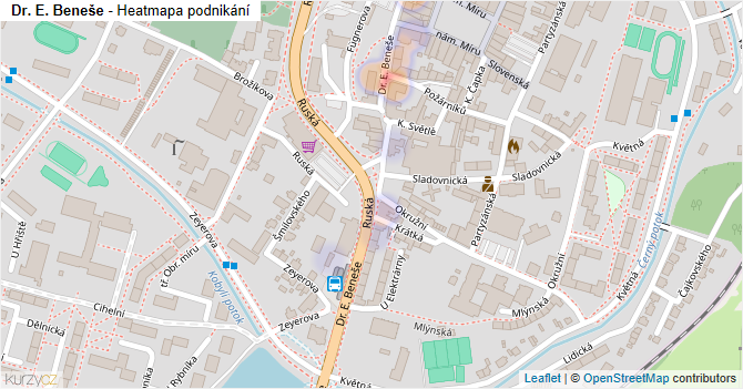 Dr. E. Beneše - mapa podnikání