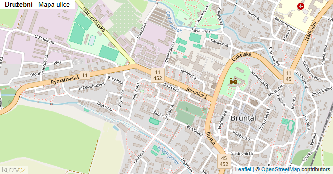 Družební - mapa ulice