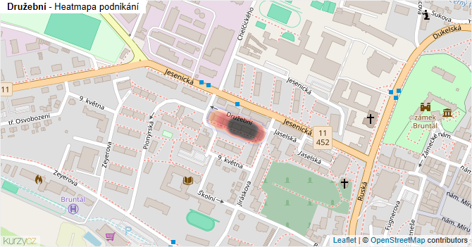 Družební - mapa podnikání