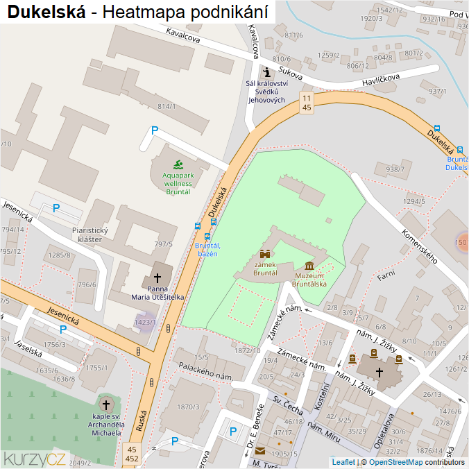 Mapa Dukelská - Firmy v ulici.