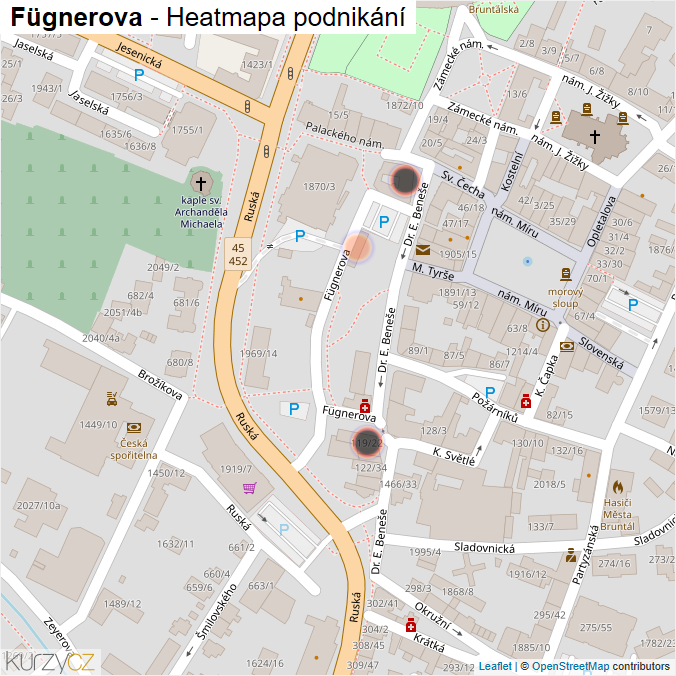 Mapa Fügnerova - Firmy v ulici.