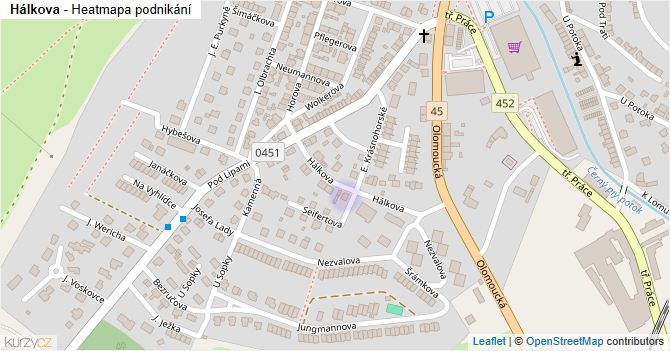 Hálkova - mapa podnikání