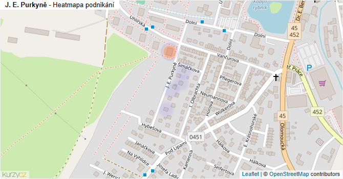 J. E. Purkyně - mapa podnikání
