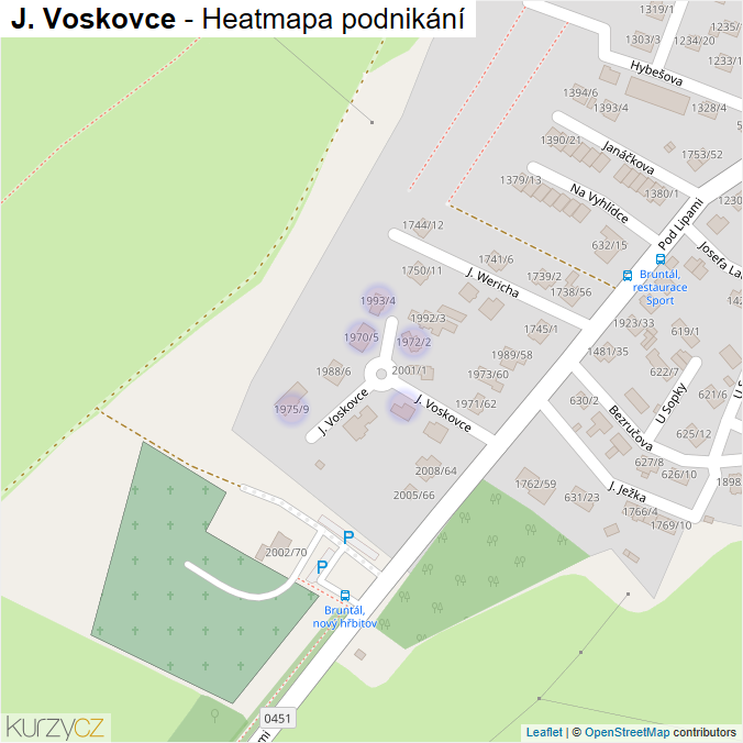 Mapa J. Voskovce - Firmy v ulici.