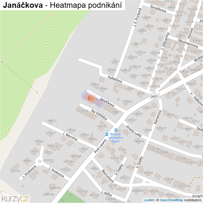 Mapa Janáčkova - Firmy v ulici.