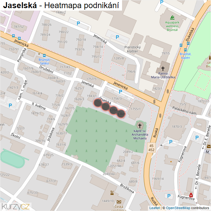Mapa Jaselská - Firmy v ulici.