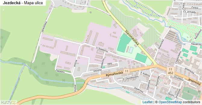 Jezdecká - mapa ulice