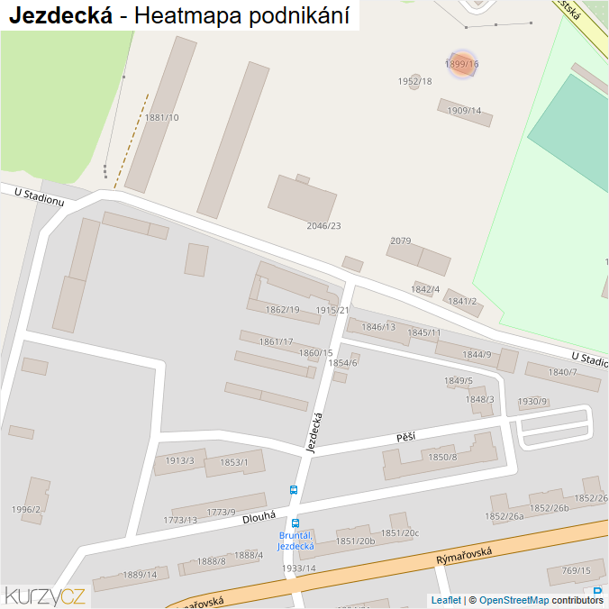 Mapa Jezdecká - Firmy v ulici.