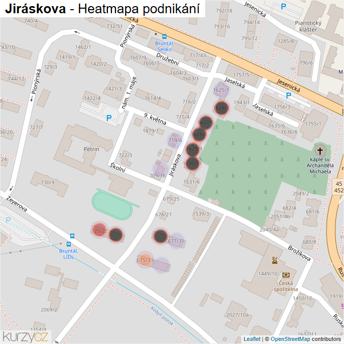 Mapa Jiráskova - Firmy v ulici.