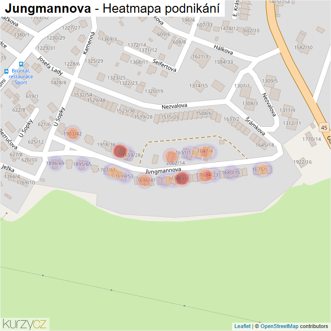 Mapa Jungmannova - Firmy v ulici.