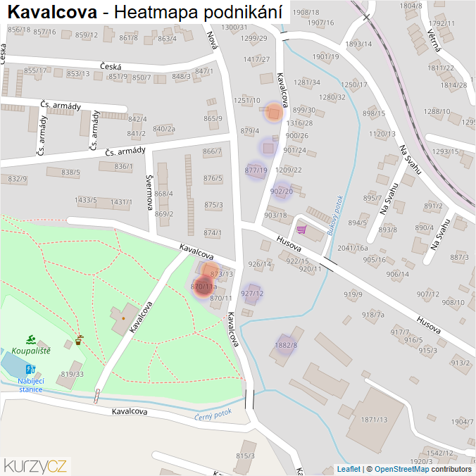 Mapa Kavalcova - Firmy v ulici.