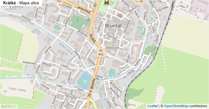 Krátká - mapa ulice
