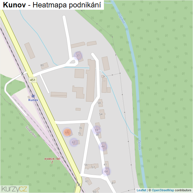 Mapa Kunov - Firmy v části obce.