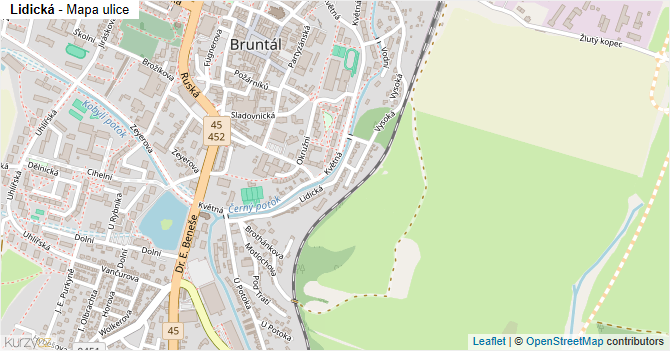 Lidická - mapa ulice