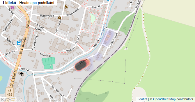 Lidická - mapa podnikání