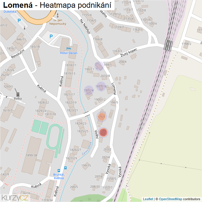 Mapa Lomená - Firmy v ulici.