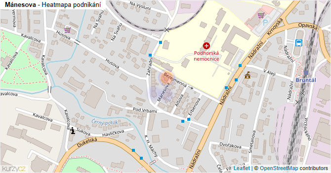 Mánesova - mapa podnikání