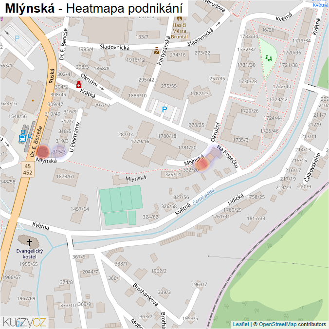 Mapa Mlýnská - Firmy v ulici.