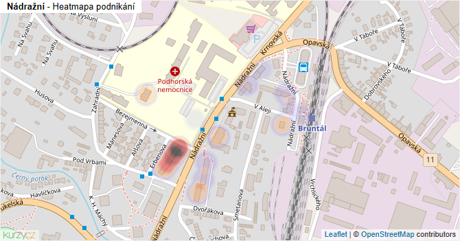 Nádražní - mapa podnikání