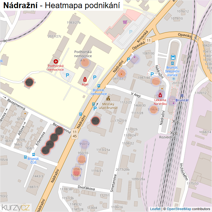 Mapa Nádražní - Firmy v ulici.