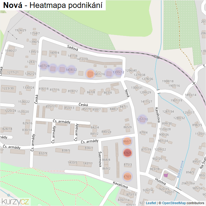 Mapa Nová - Firmy v ulici.