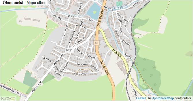 Olomoucká - mapa ulice