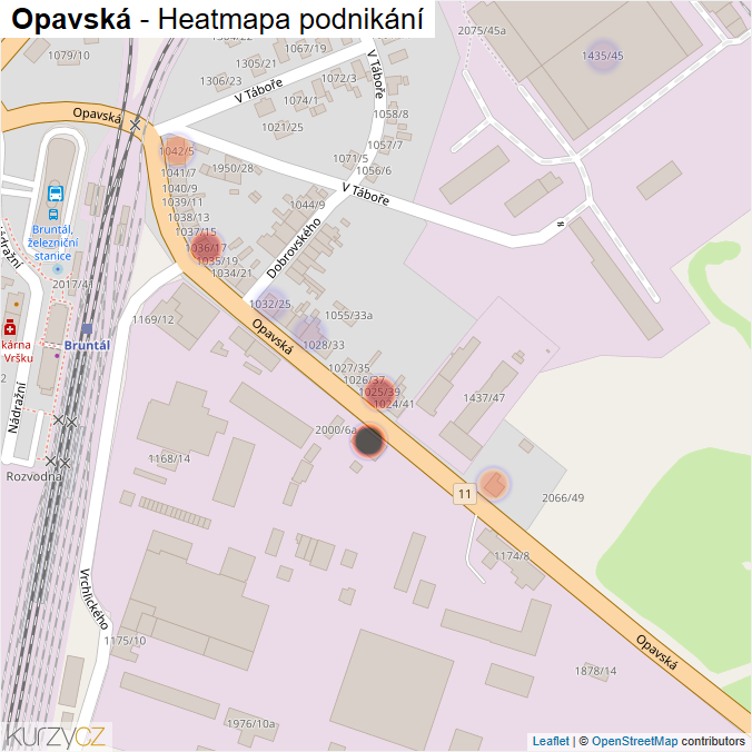 Mapa Opavská - Firmy v ulici.