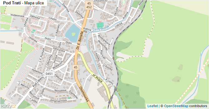 Pod Tratí - mapa ulice