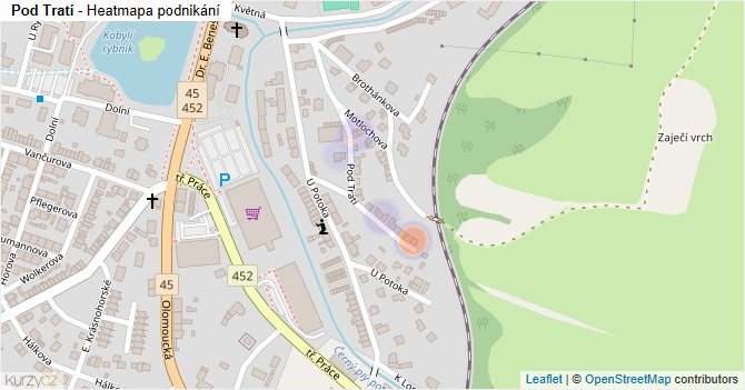 Pod Tratí - mapa podnikání