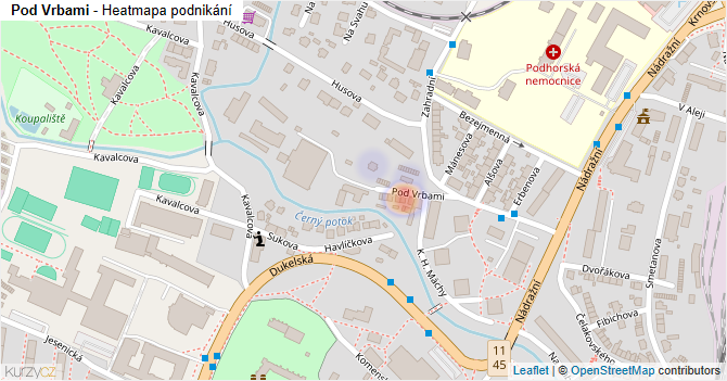 Pod Vrbami - mapa podnikání