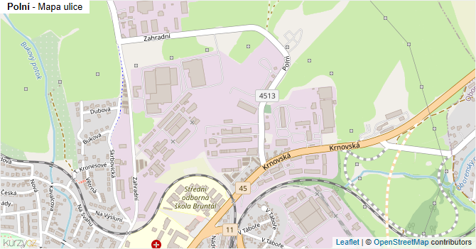 Polní - mapa ulice
