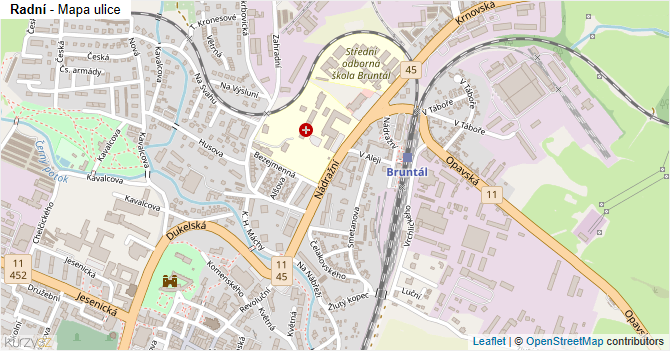 Radní - mapa ulice