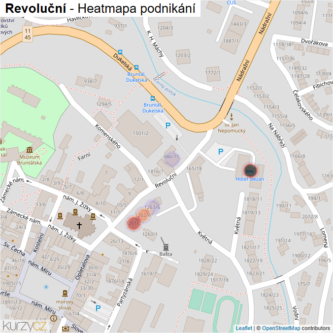 Mapa Revoluční - Firmy v ulici.