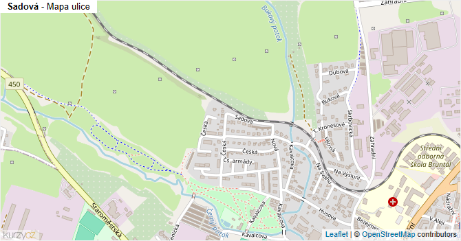 Sadová - mapa ulice