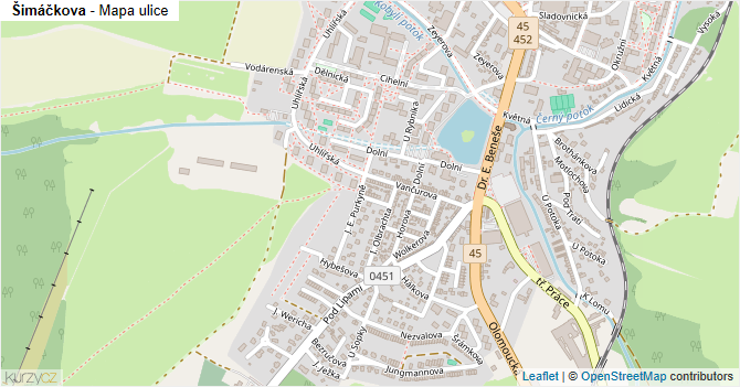 Šimáčkova - mapa ulice