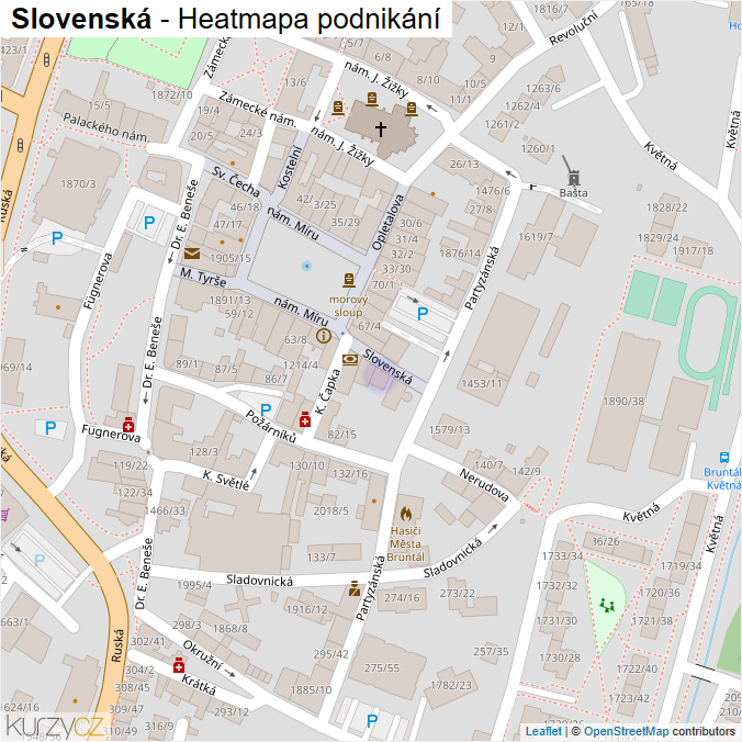 Mapa Slovenská - Firmy v ulici.
