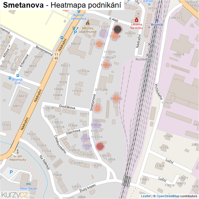 Mapa Smetanova - Firmy v ulici.