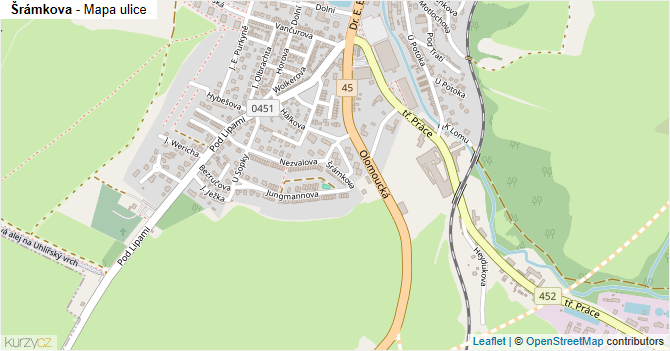 Šrámkova - mapa ulice