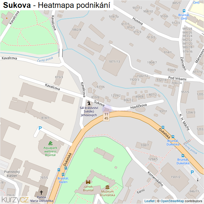 Mapa Sukova - Firmy v ulici.