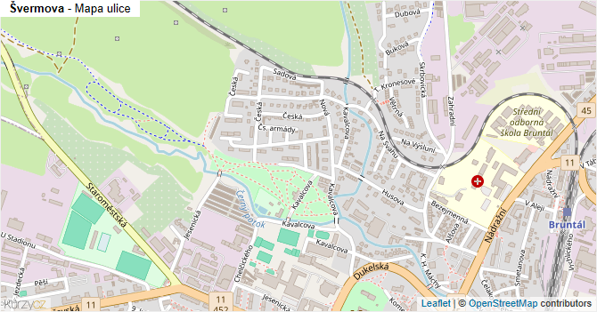 Švermova - mapa ulice
