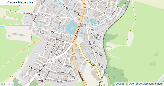 tř. Práce - mapa ulice