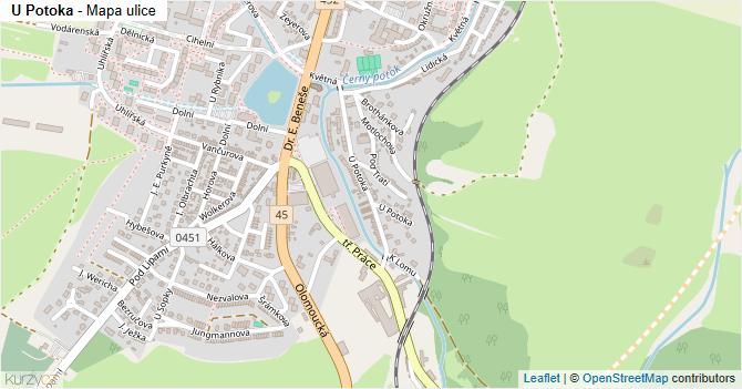 U Potoka - mapa ulice