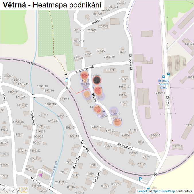 Mapa Větrná - Firmy v ulici.