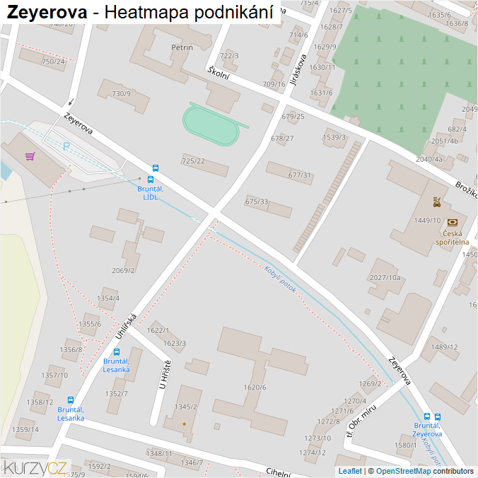 Mapa Zeyerova - Firmy v ulici.