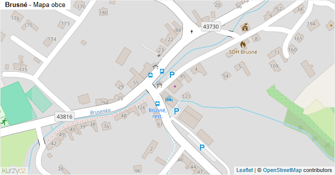 Brusné - mapa obce