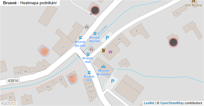 Brusné - mapa podnikání