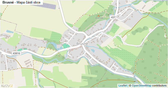 Brusné - mapa části obce