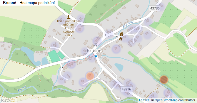 Brusné - mapa podnikání