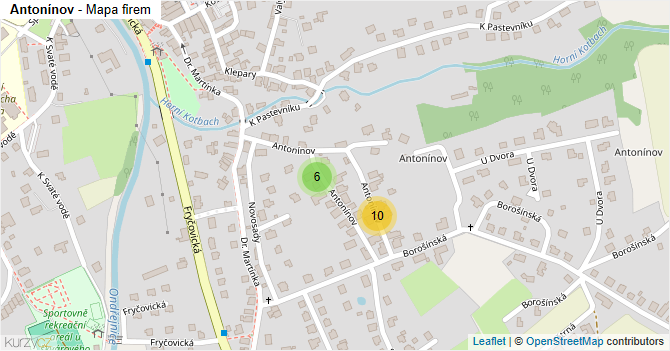 Antonínov - mapa firem